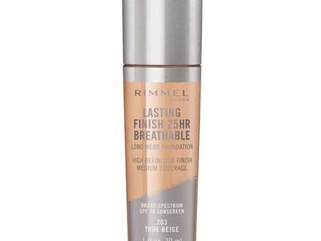 RIMMEL - Lasting Finish Breathable Foundation, True Beige - 1 fl. oz. (30 ml) For Sale