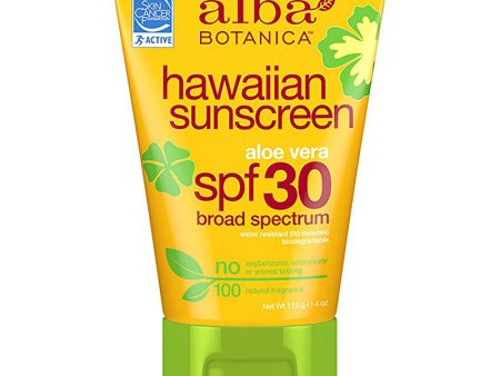 ALBA BOTANICA - Hawaiian Sunscreen Soothing Aloe Vera SPF 30 - 4 oz. (113 g) For Cheap