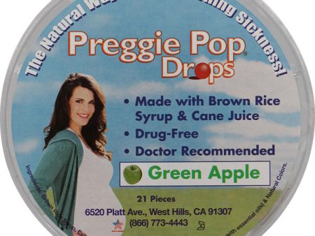 THREE LOLLIES - Preggie Drops Natural Green Apple - 21 Pieces For Sale