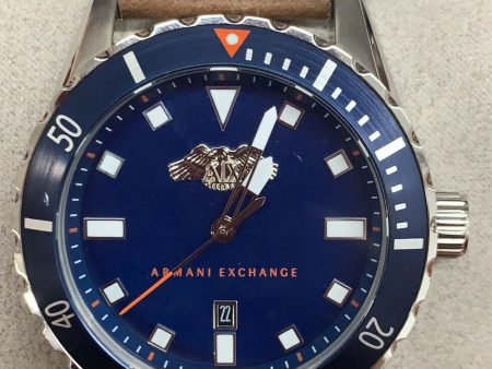 Armani Exchange AX1706 Blue Dial Brown Leather Strap Men s Watch Hot on Sale