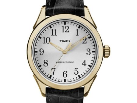 Timex Briarwood Silver Dial Men s Black Leather Strap Watch TW2P99600 Hot on Sale