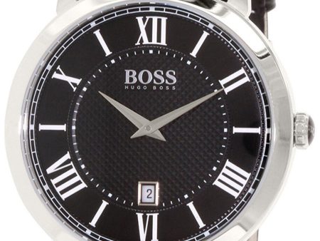 Hugo Boss 1513137 Ambassador Black Dial Black Leather Strap Men s Watch Discount