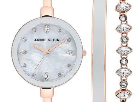 Anne Klein Women s AK 3352 Swarovski Crystal Accented Bangle Watch and Bracelet Online