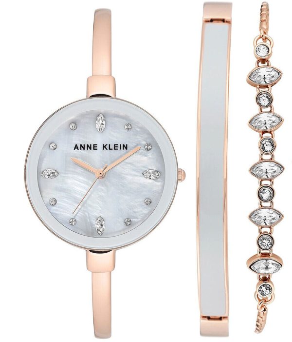 Anne Klein Women s AK 3352 Swarovski Crystal Accented Bangle Watch and Bracelet Online