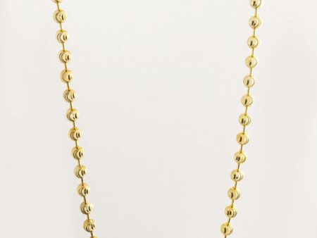 Unisex  Gold Tone 3mm Moon Cut Sterling Silver Bead 28 Inch Chain Necklace Cheap