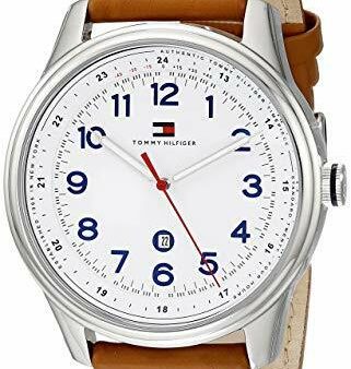 Tommy Hilfiger 1710311 White Dial Brown Leather Strap Men s Watch on Sale