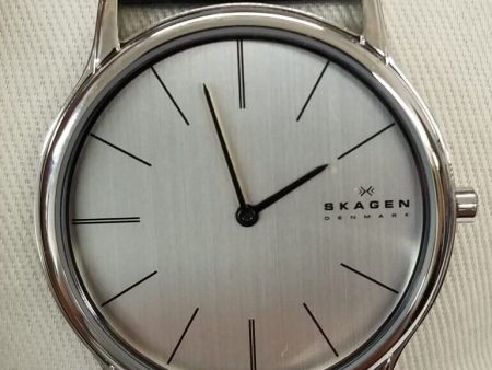 Skagen PRSK1033 Silver Dial Black Leather Strap Women s Watch Online Hot Sale