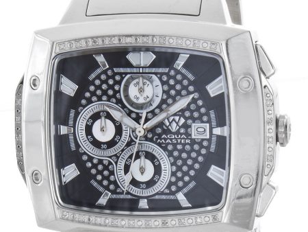 Aqua Master Men s Stainless Steel Black Dial Diamond Chronograph Watch W#354 Supply