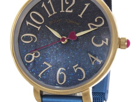 Betsey Johnson Black & Blue Dial Gold Case Stainless Steel Watch 231341BLK Online Sale