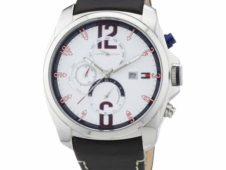 Tommy Hilfiger 1790834 Preston White Dial Leather Strap Men s Watch Fashion