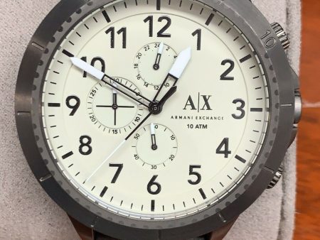 Armani Exchange AX1757 Taupe Dial Leather Strap Chronograph Men s Watch For Discount