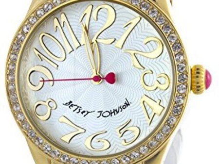 Betsey Johnson Women s Gold-Tone Silver Dial Crystals Accented Watch BJ00190-08 Online