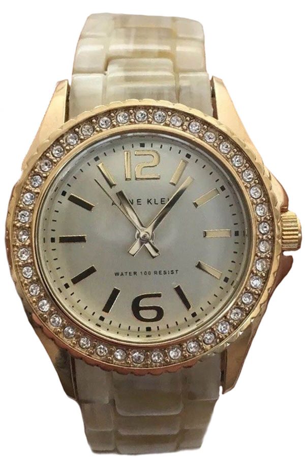 Anne Klein AK 1104 Gold Tone Dial Gold Tone Acrylic Bracelet Women s Watch For Cheap