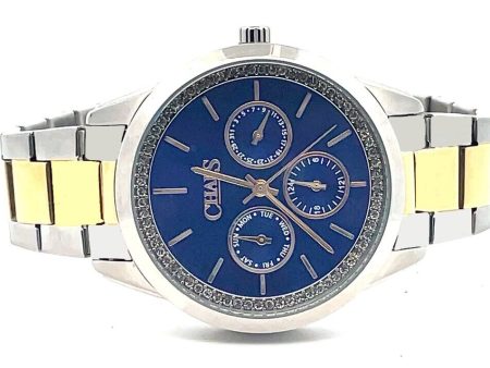 Chaps Kasia Ladies Two-Tone Navy Dial With Stone-Studded Detail CHP3008 Online