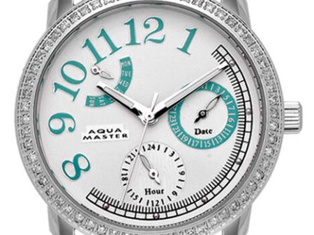 Aqua Master Women s Silver-tone Case White Dial Green Leather Band  Watch W#117 Supply