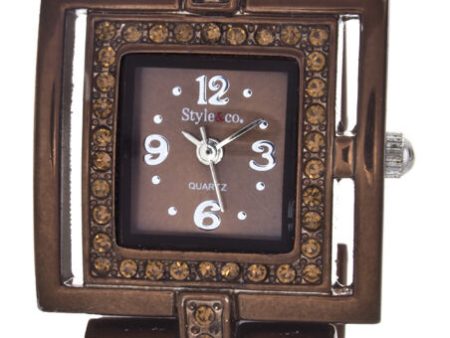 Style&Co Women s Brown Dial Square Case Watch SC1095 on Sale