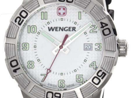 Wenger Men s 01.0851.108 White Dial Silver Case Black Rubber Band Watch Supply