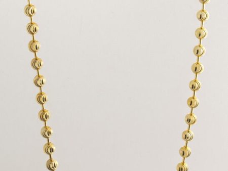 Unisex  Gold Tone 5mm Moon Cut Sterling Silver Bead 24 Inch Chain Necklace Hot on Sale