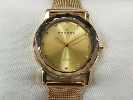 Skagen Gold Stainless Steel Mesh Women s Watch 139SGGG Online now